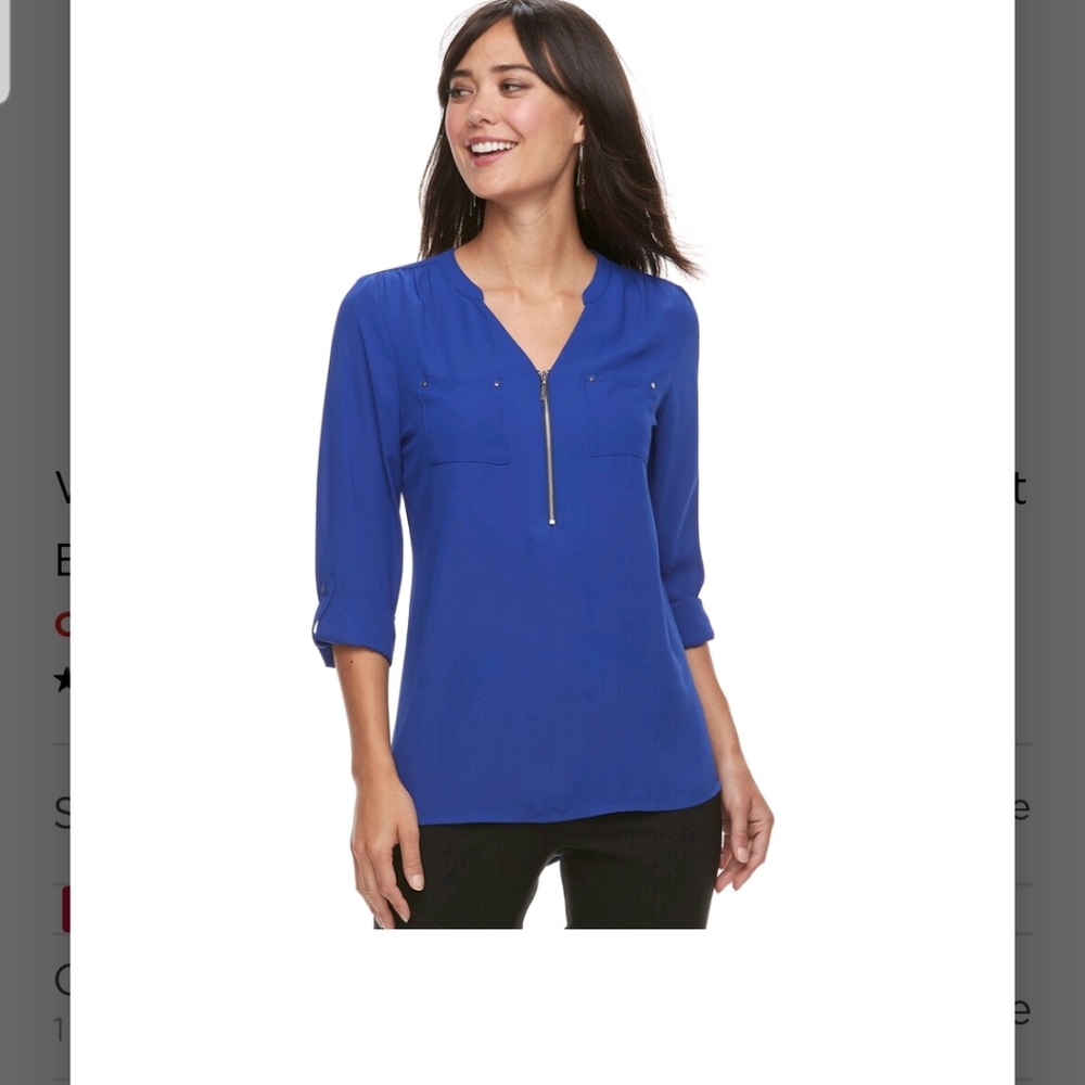 Georgette Zipper Accent Blouse